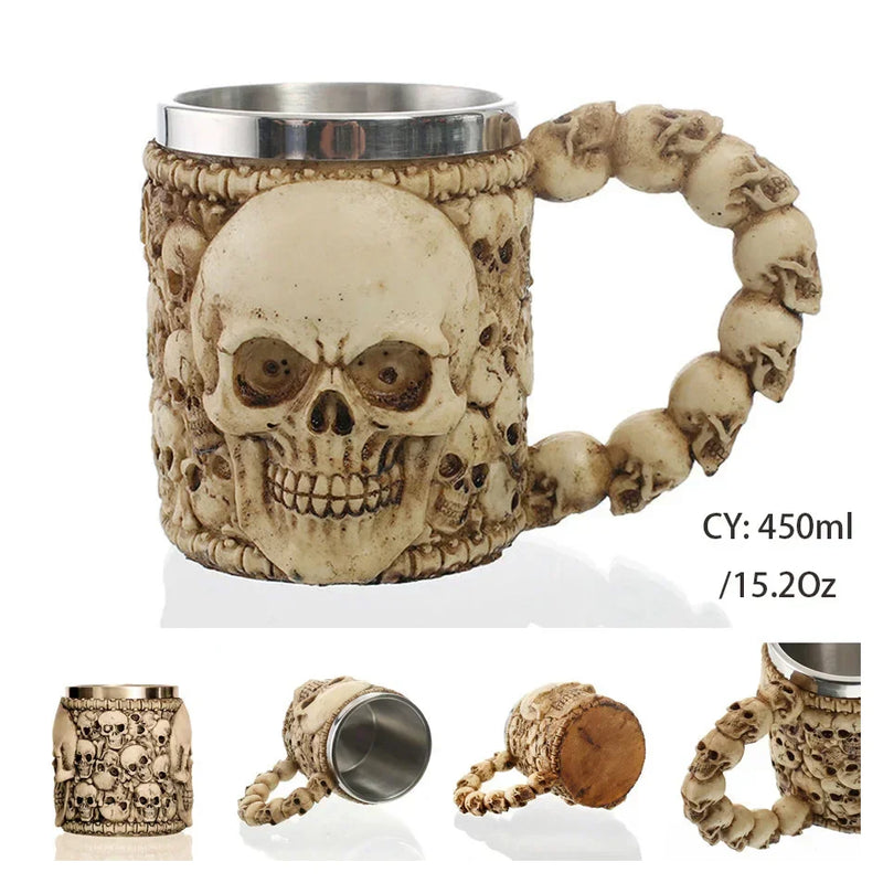 Medieval Dragon Stainless Steel Tankard – Unique Gothic Resin Mug for Coffee, Tea, or Beer