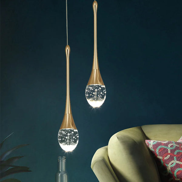 Elegant Teardrop Crystal Pendant Lights – Modern LED Lighting for Dining Rooms and Living Spaces