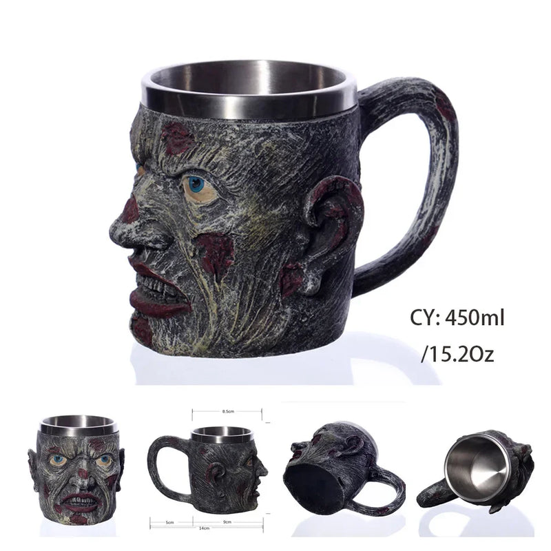 Medieval Dragon Stainless Steel Tankard – Unique Gothic Resin Mug for Coffee, Tea, or Beer