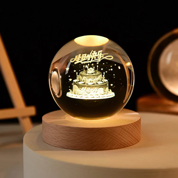 LED Crystal Ball Night Light – Unique Decorative Gift for Home and Office