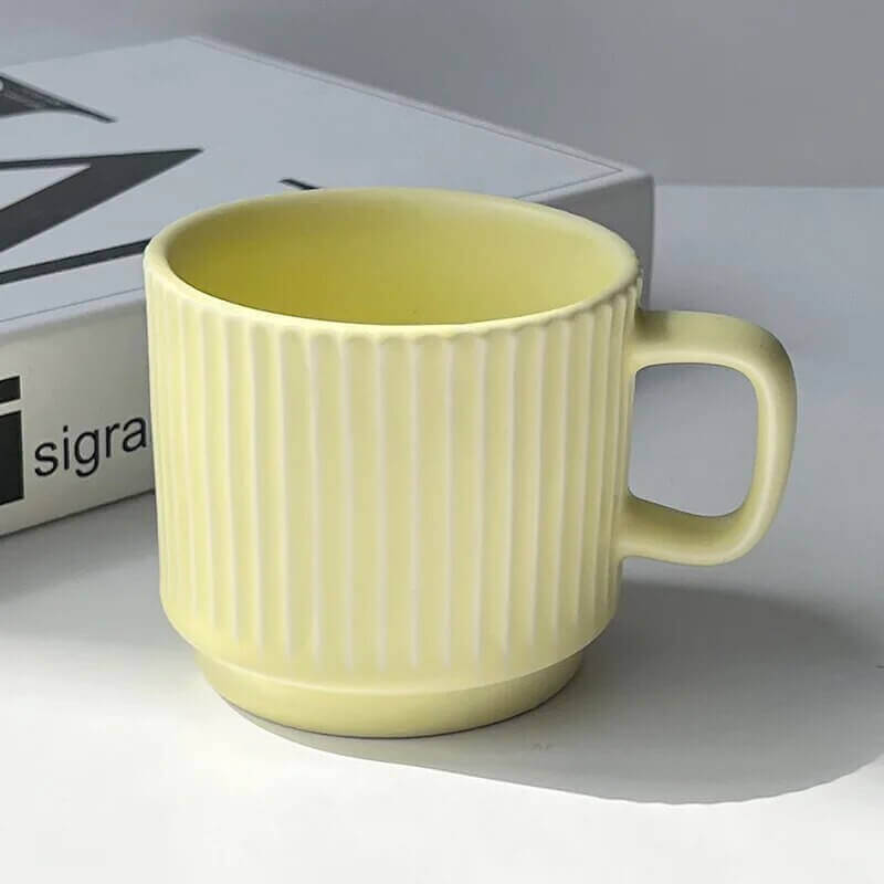 Nordic-Inspired Ceramic Mug – Elegant Ribbed Design for Coffee and Tea Lovers