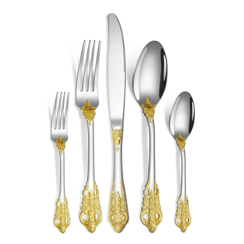 Elegant Gold-Plated Stainless Steel Cutlery Set – Luxury Tableware for Every Occasion