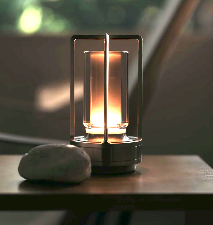 Elegant Portable LED Lantern with Wireless Charging Station – Modern Design for Indoors and Outdoors