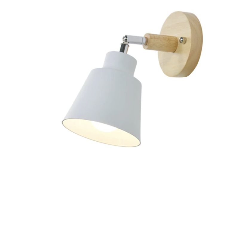 Elegant Nordic Wall Lamp with Wooden Mount – Adjustable with Pull Chain Switch