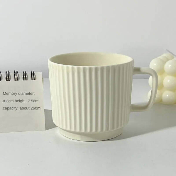 Nordic-Inspired Ceramic Mug – Elegant Ribbed Design for Coffee and Tea Lovers