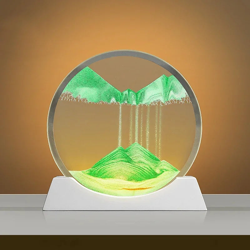 Moving Sand Art Lamp – Mesmerising Round Glass Display with Adjustable Sandscapes