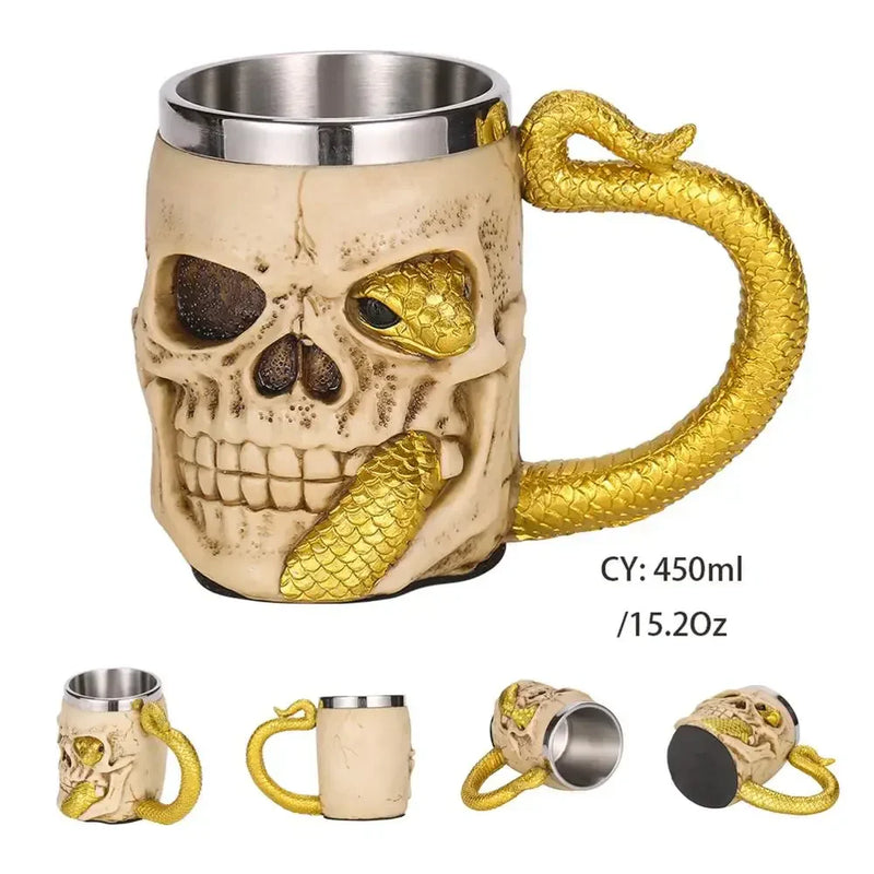 Medieval Dragon Stainless Steel Tankard – Unique Gothic Resin Mug for Coffee, Tea, or Beer