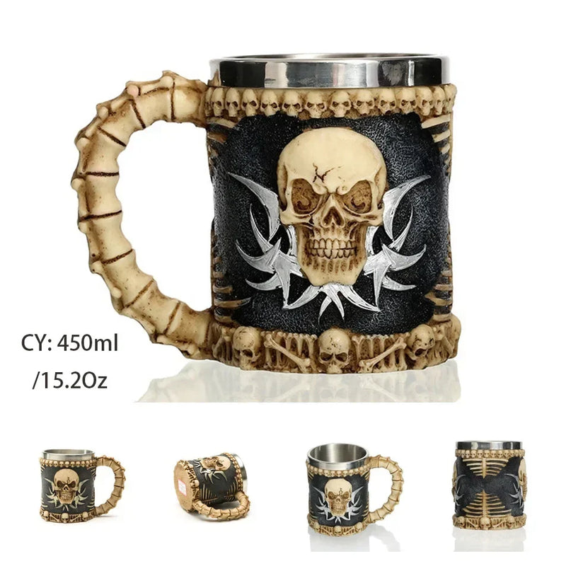 Medieval Dragon Stainless Steel Tankard – Unique Gothic Resin Mug for Coffee, Tea, or Beer