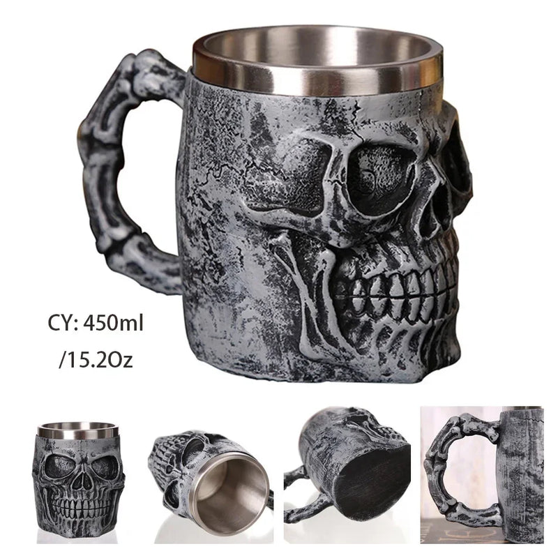 Medieval Dragon Stainless Steel Tankard – Unique Gothic Resin Mug for Coffee, Tea, or Beer