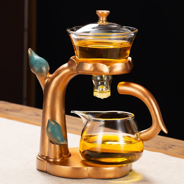 Elegant Glass Tea Set – Semi-Automatic Lazy Tea Brewer with Magnetic Absorption