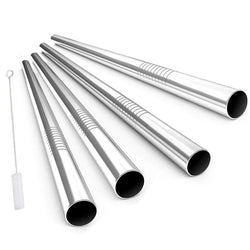 Extra-Wide Stainless Steel Straws for Bubble Tea – Reusable Drinking Straws with Cleaning