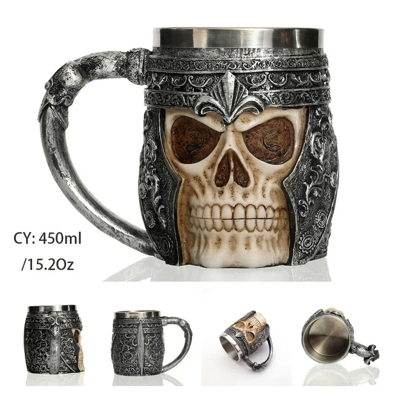 Medieval Dragon Stainless Steel Tankard – Unique Gothic Resin Mug for Coffee, Tea, or Beer