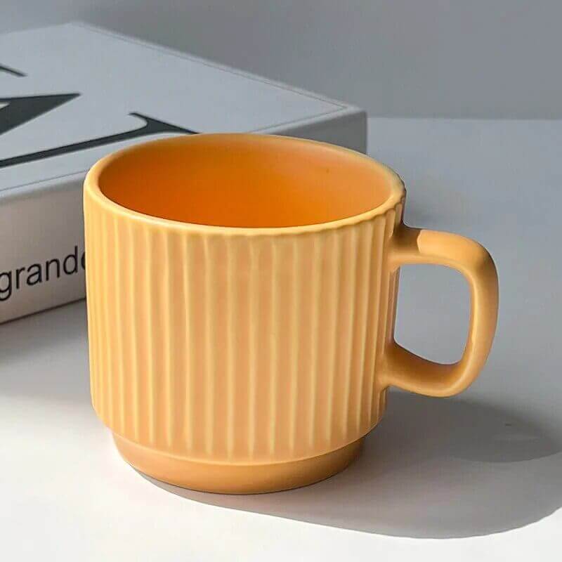 Nordic-Inspired Ceramic Mug – Elegant Ribbed Design for Coffee and Tea Lovers