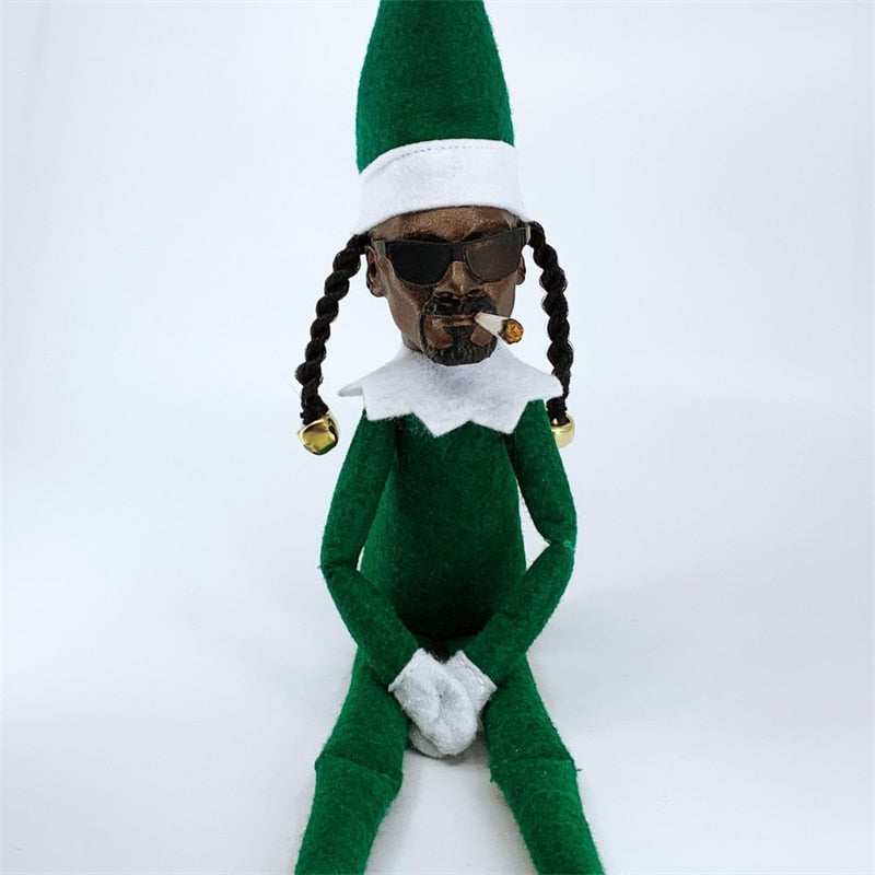 Snoop Elf Festive Decoration – Creative Latex & Felt Christmas Ornament, Fully Poseable Holiday Elf Toy