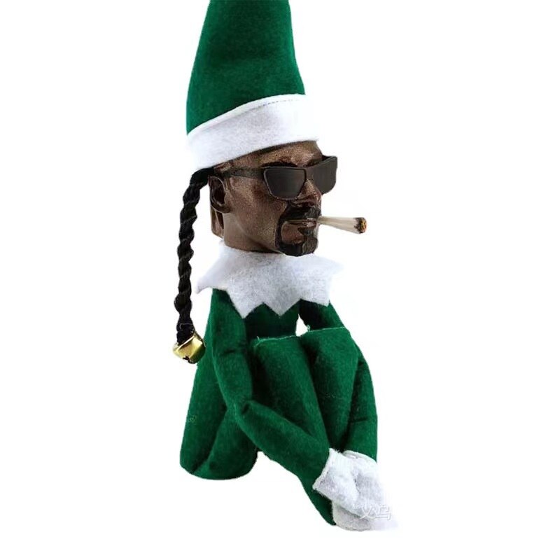 Snoop Elf Festive Decoration – Creative Latex & Felt Christmas Ornament, Fully Poseable Holiday Elf Toy