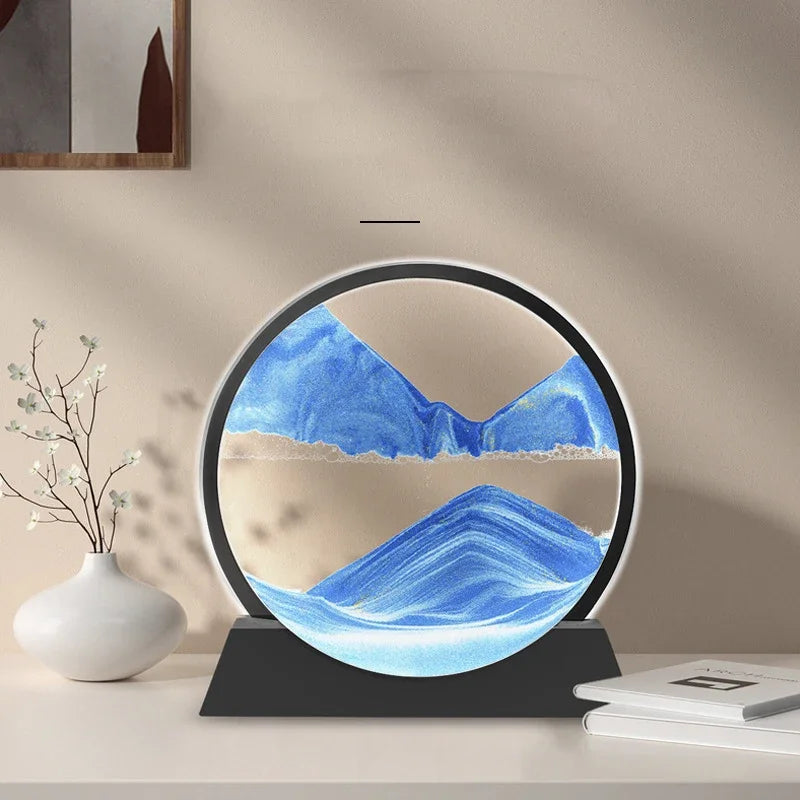 Moving Sand Art Lamp – Mesmerising Round Glass Display with Adjustable Sandscapes