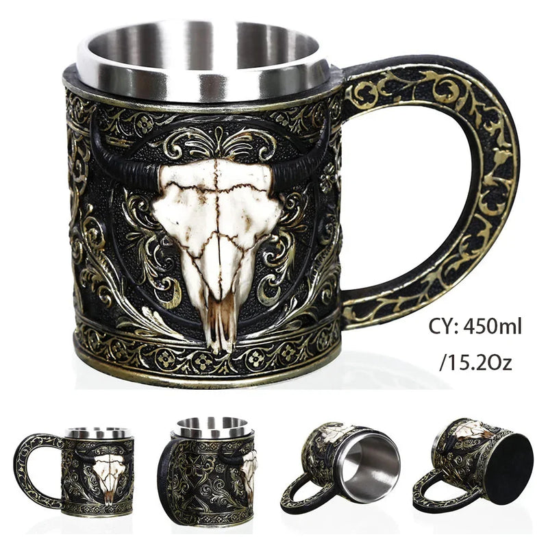 Medieval Dragon Stainless Steel Tankard – Unique Gothic Resin Mug for Coffee, Tea, or Beer