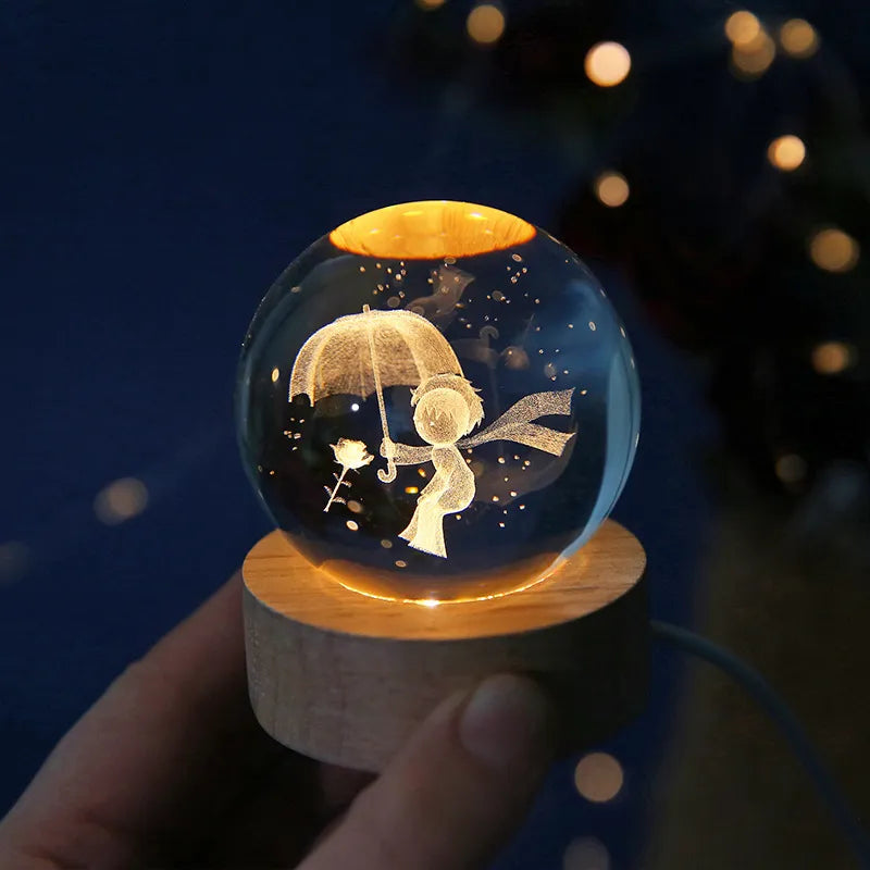 LED Crystal Ball Night Light – Unique Decorative Gift for Home and Office