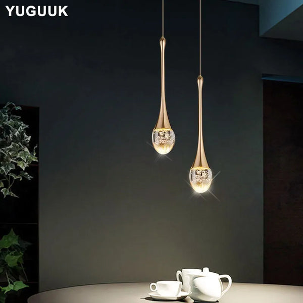 Elegant Teardrop Crystal Pendant Lights – Modern LED Lighting for Dining Rooms and Living Spaces