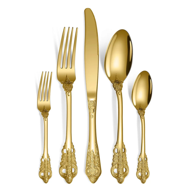 Elegant Gold-Plated Stainless Steel Cutlery Set – Luxury Tableware for Every Occasion