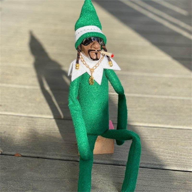 Snoop Elf Festive Decoration – Creative Latex & Felt Christmas Ornament, Fully Poseable Holiday Elf Toy