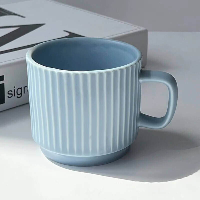 Nordic-Inspired Ceramic Mug – Elegant Ribbed Design for Coffee and Tea Lovers