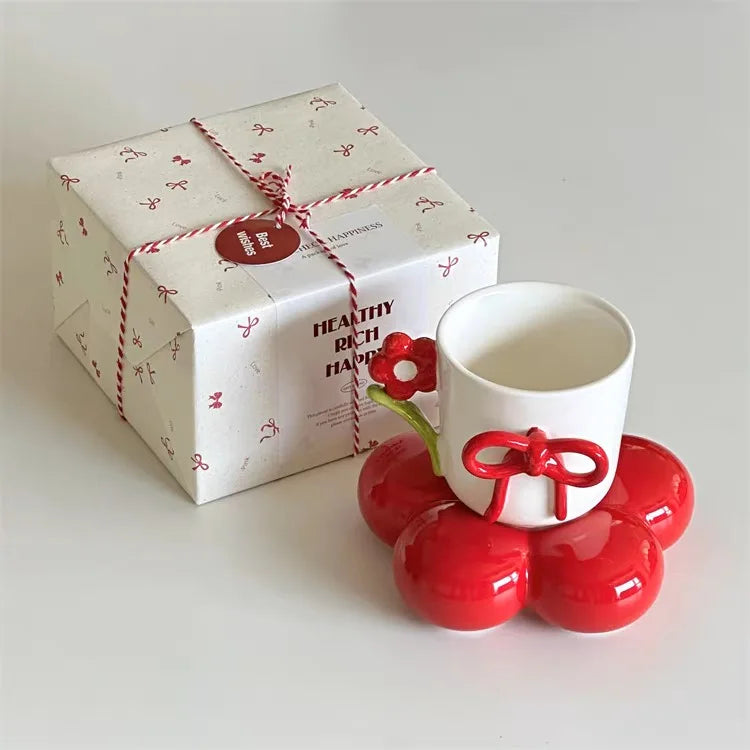 Handcrafted Bow Ceramic Mug – Charming Ribbon-Design Coffee & Tea Cup