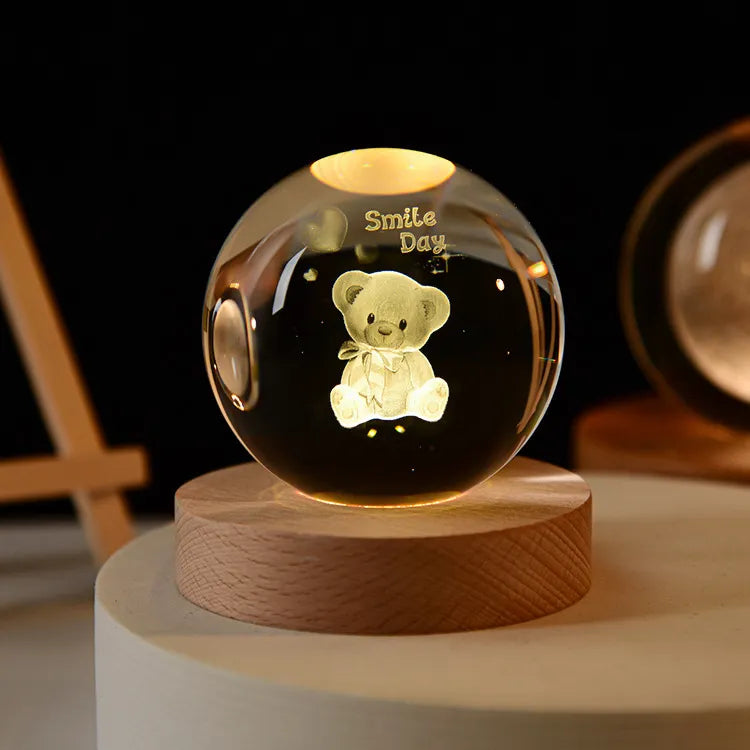 LED Crystal Ball Night Light – Unique Decorative Gift for Home and Office