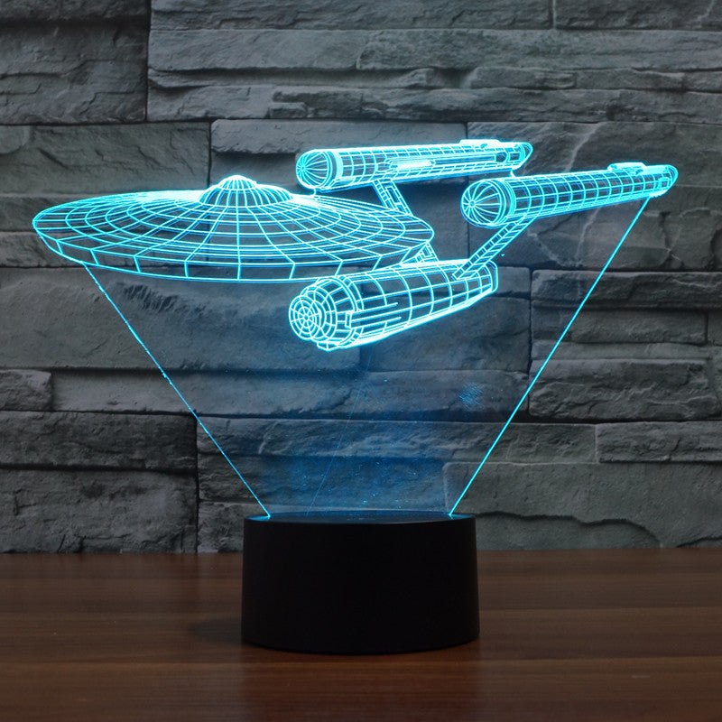 3D Star Trek Enterprise Ship LED Night Lamp – Multicolour Optical Illusion Light