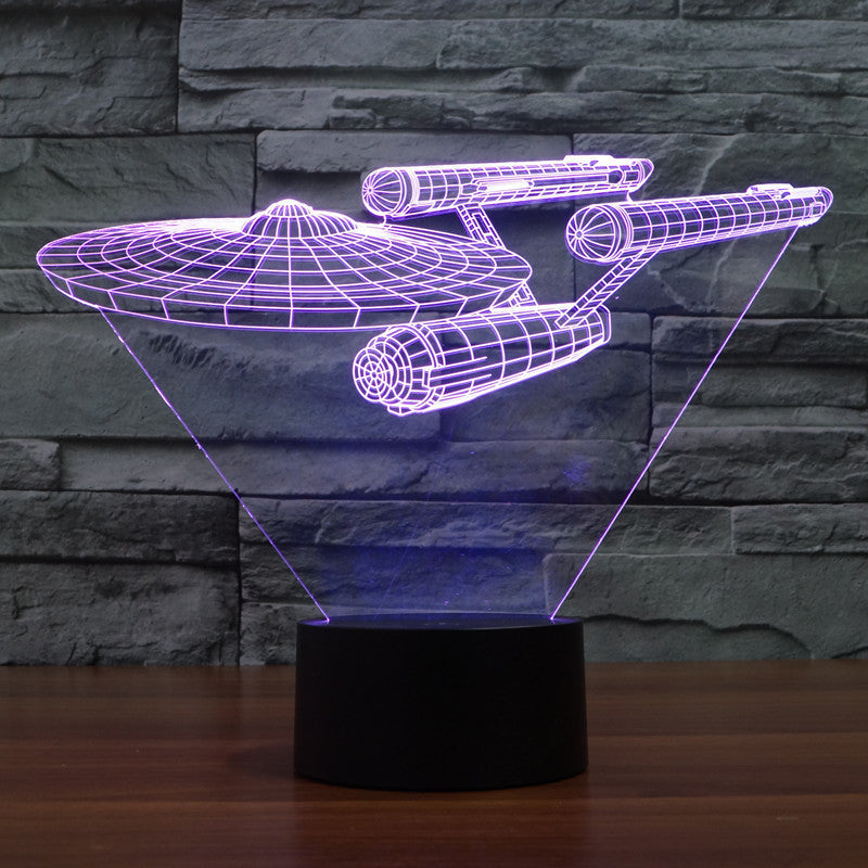 3D Star Trek Enterprise Ship LED Night Lamp – Multicolour Optical Illusion Light