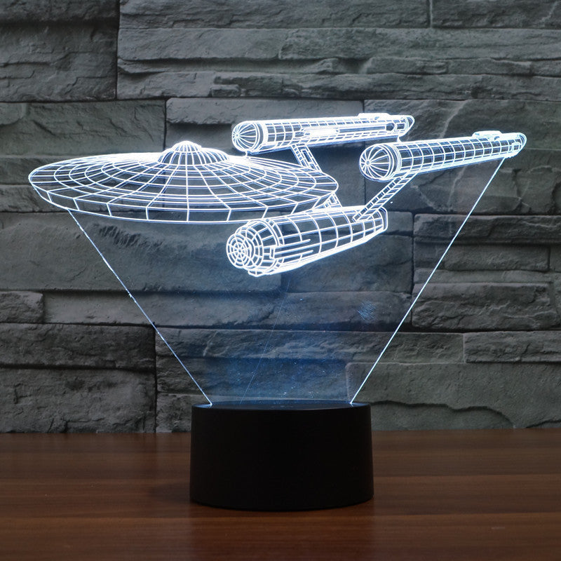 3D Star Trek Enterprise Ship LED Night Lamp – Multicolour Optical Illusion Light