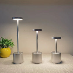 Modern USB Rechargeable LED Cordless Table Lamp – Sleek Aluminium Design for Bars, Restaurants, and Home Use