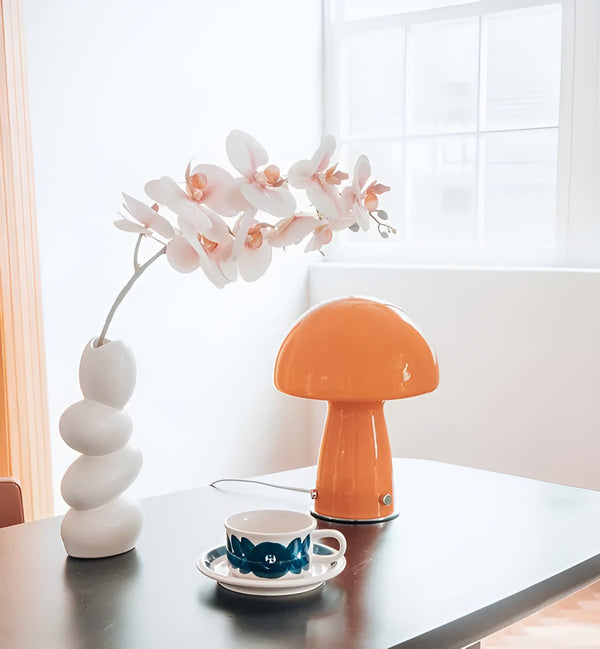 Nordic Glow Mushroom Table Lamp – Retro Scandinavian Glass Lamp for Bedrooms & Living Spaces