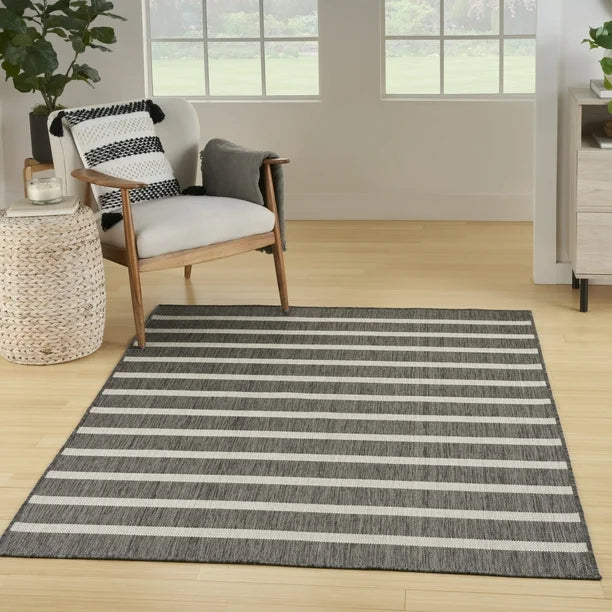 Positano Indoor & Outdoor Charcoal Ivory Area Rug