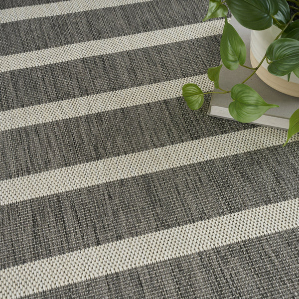 Positano Indoor & Outdoor Charcoal Ivory Area Rug