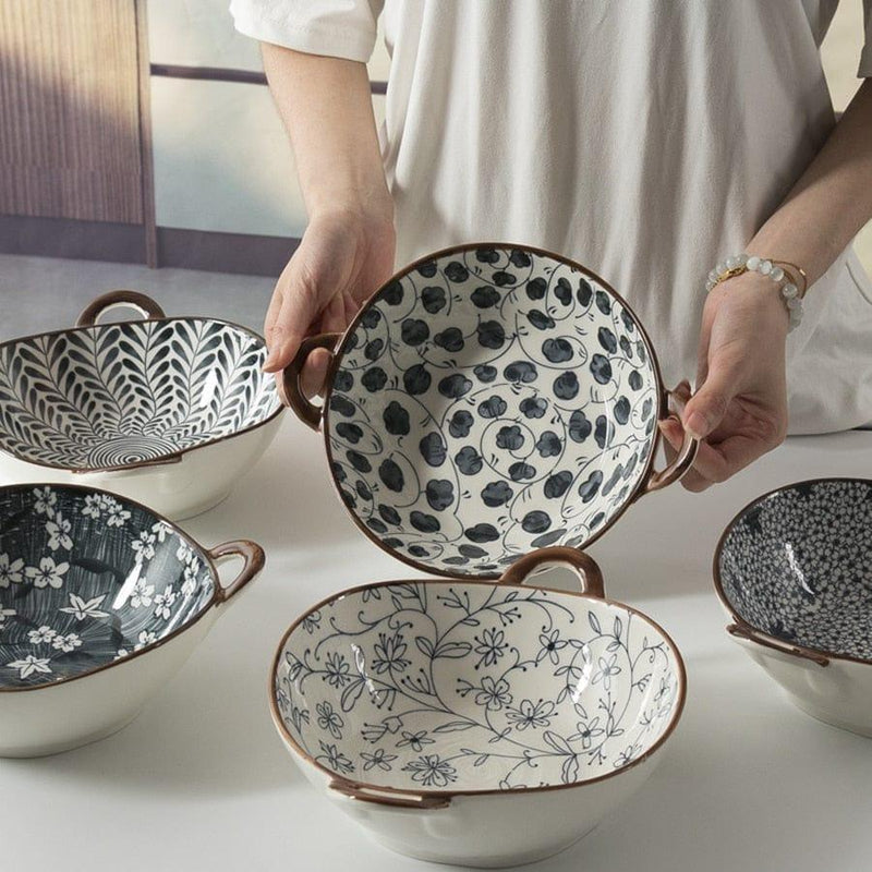 Japanese-Inspired Ceramic Bowls with Handles – Elegant & Functional Tableware