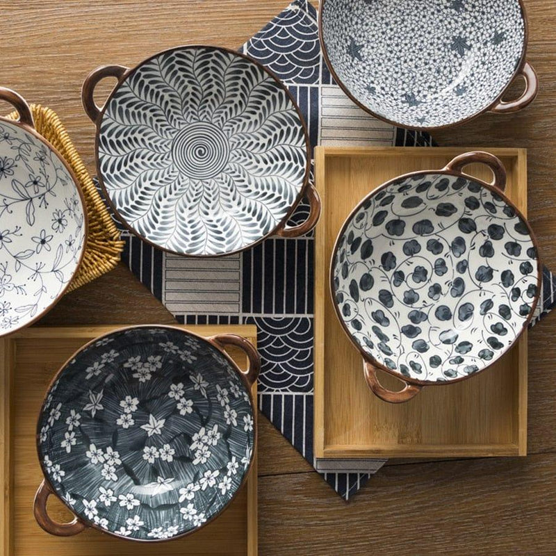 Japanese-Inspired Ceramic Bowls with Handles – Elegant & Functional Tableware