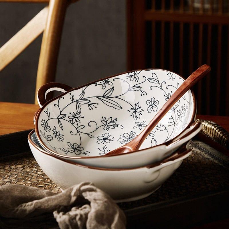 Japanese-Inspired Ceramic Bowls with Handles – Elegant & Functional Tableware