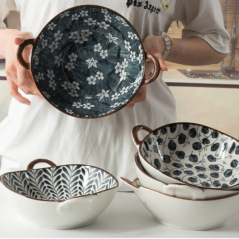 Japanese-Inspired Ceramic Bowls with Handles – Elegant & Functional Tableware