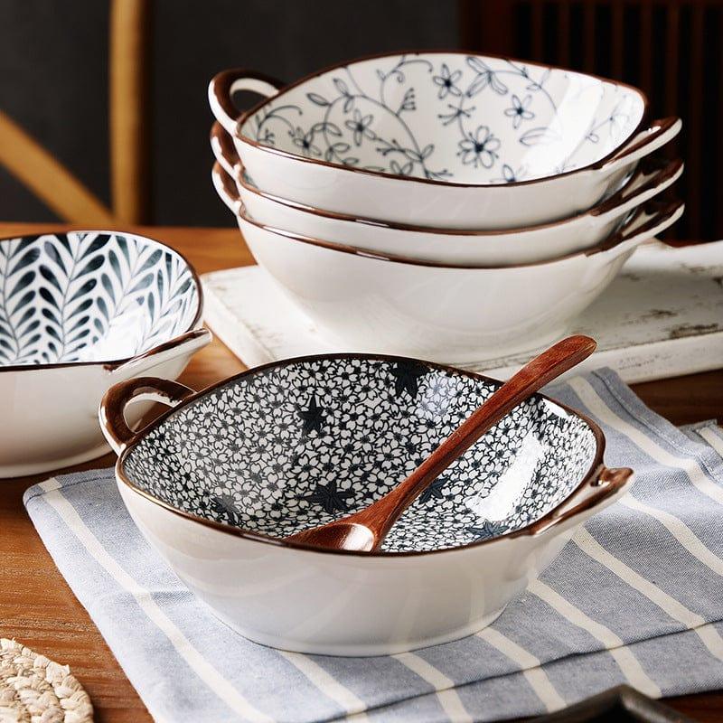 Japanese-Inspired Ceramic Bowls with Handles – Elegant & Functional Tableware