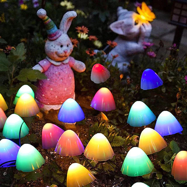 Solar-Powered Mushroom LED Fairy Lights – Enchanting Garden Decoration