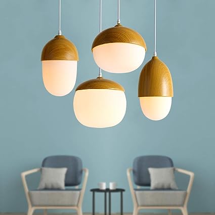 Nordic Wooden Pendant Lights – Modern Glass & Wood Ceiling Lamps