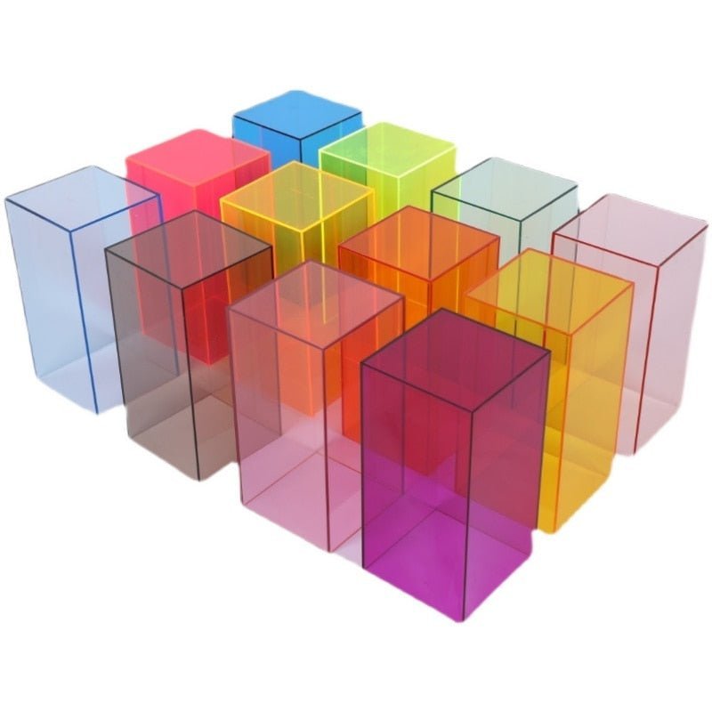 Colourful Transparent Acrylic Storage Box – Modern Display Cube for Stylish Presentation