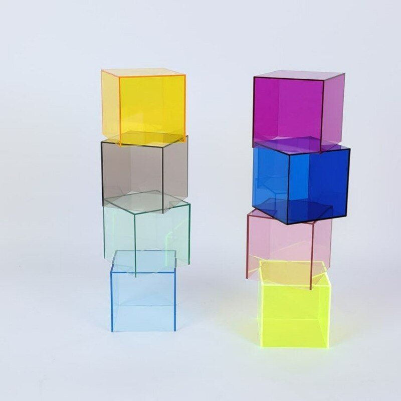 Colourful Transparent Acrylic Storage Box – Modern Display Cube for Stylish Presentation