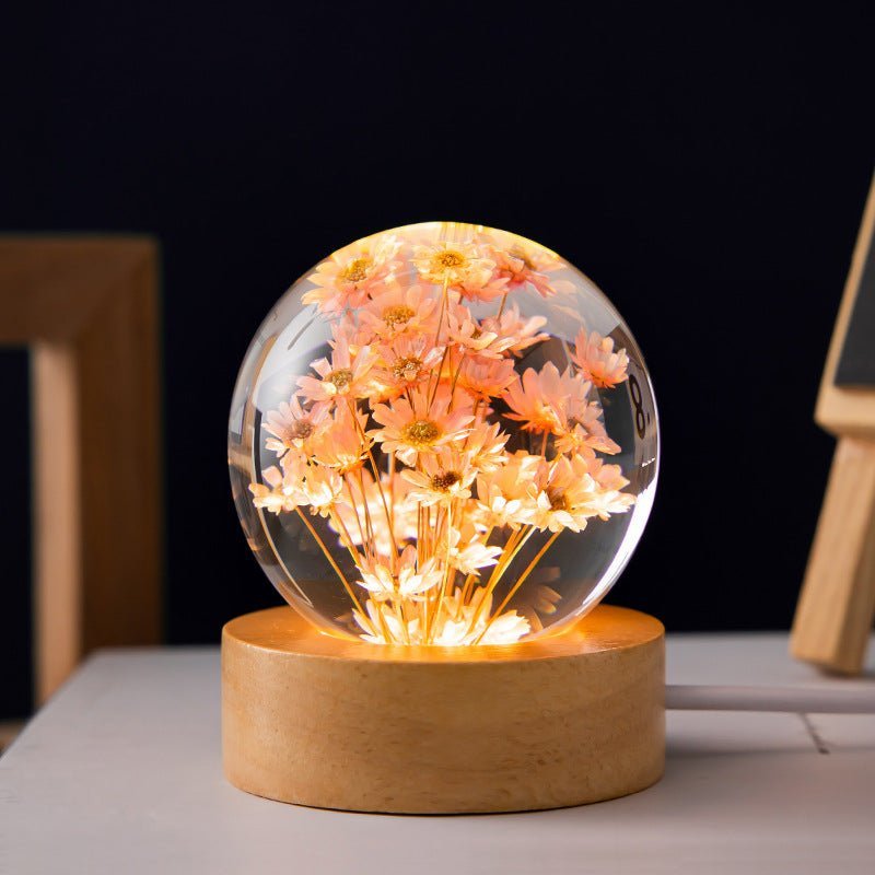 Enchanting 3D Crystal Ball Lamp – Elegant LED Lamp with Nature-Inspired Design