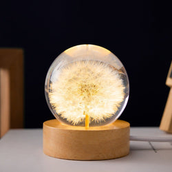 Enchanting 3D Crystal Ball Lamp – Elegant LED Lamp with Nature-Inspired Design