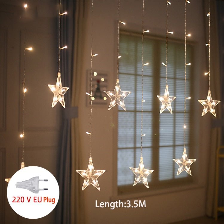 LED Star Curtain Lights – Hanging Star String Lights for Christmas and Special Occasions