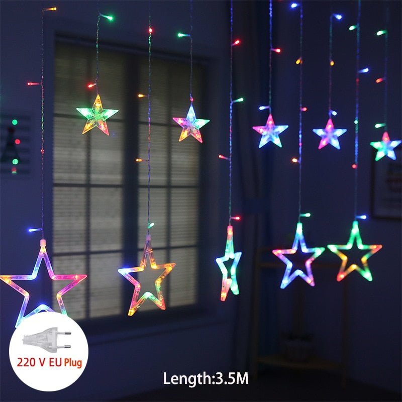 LED Star Curtain Lights – Hanging Star String Lights for Christmas and Special Occasions