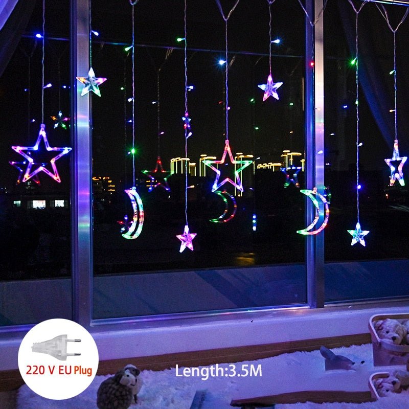 LED Star Curtain Lights – Hanging Star String Lights for Christmas and Special Occasions