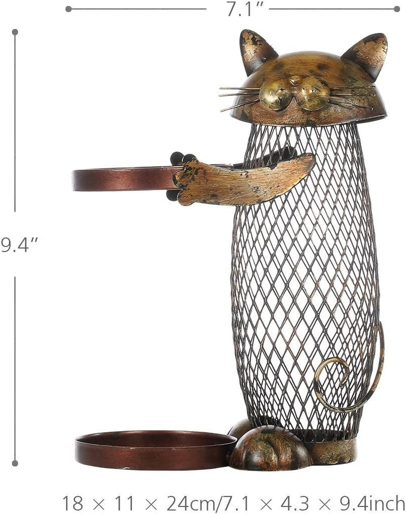 Charming Cat Wine Bottle and Cork Holder – Decorative Metal Wine Rack